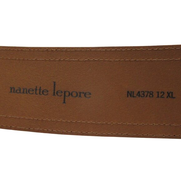 Brand New Nanette Lapore Brown Belt. Size Large. Nanette Lepore Camel Brown Snake Embossed Leather Belt Waist  main image 4